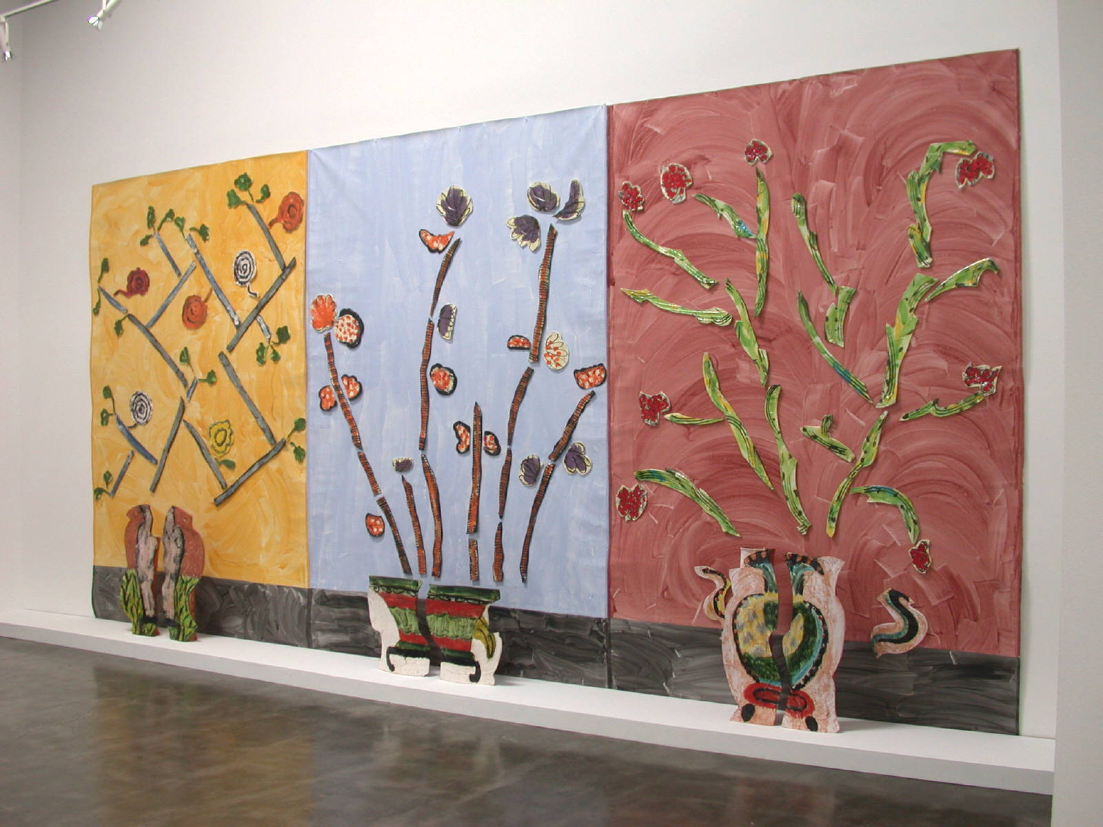 Artist: Betty Woodman, Title: Ceramic Pictures of Korean Paintings, Installation View, Frank Lloyd Gallery, September 2003 - click to close window