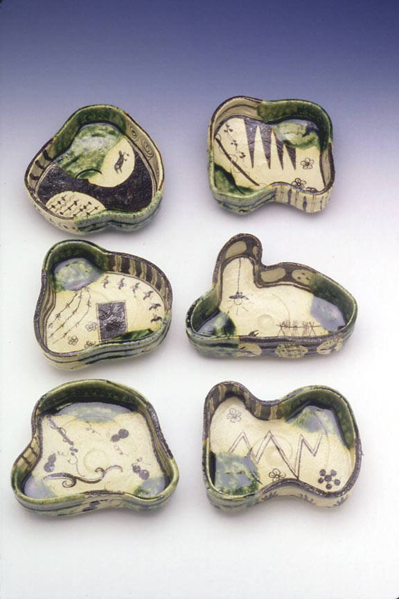 Artist: Goro Suzuki, Title: Oribe Set of Bowls, 1999 - click to close window