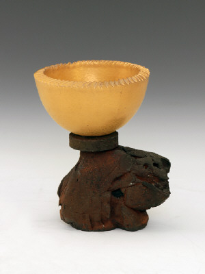 Artist: Adrian Saxe, Title: Gold Bowl on Stand, 1983 - click for larger image