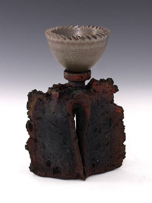 Artist: Adrian Saxe, Title: Untitled Mortar Bowl on Raku Base, 1984 - click for larger image