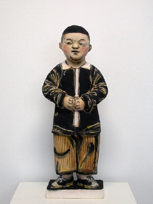 Artist: Akio Takamori, Title: Boy with Clasped Hands (view 1), 2007 - click for larger image