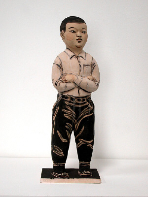 Artist: Akio Takamori, Title: Boy with Crossed Arms (view 1), 2007 - click for larger image