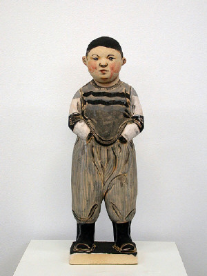 Artist: Akio Takamori, Title: Boy with Hands in Pockets (view 1), 2007 - click for larger image