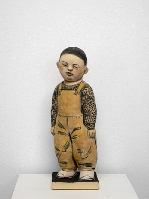 Artist: Akio Takamori, Title: Child in Ocher Pants (view 1), 2007 - click for larger image