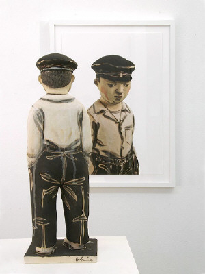 Artist: Akio Takamori, Title: School Boy with Cap (view 2), 2007 - click for larger image