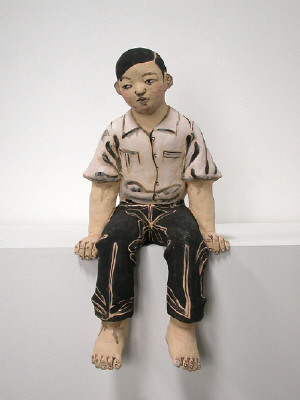 Artist: Akio Takamori, Title: Seated Boy in White Shirt, 2007 - click for larger image