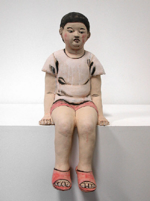 Artist: Akio Takamori, Title: Seated Girl in Pink Pants, 2007 - click for larger image