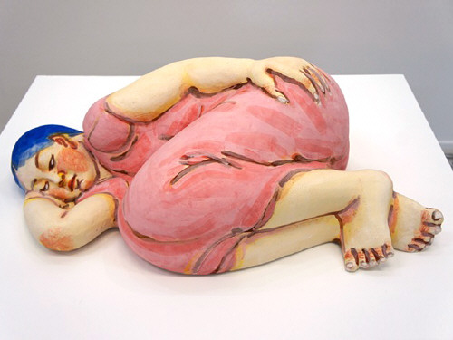 Artist: Akio Takamori, Title: Sleeper in Pink Dress, 2012 - click for larger image