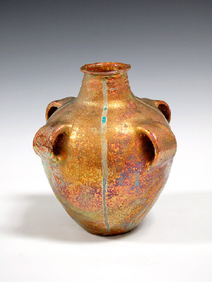 Artist: Beatrice Wood, Title:  Lustre Vessel with Four Handles, 1993  - click for larger image