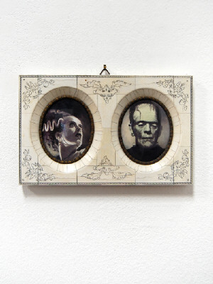 Artist: Cindy Kolodziejski, Title: Frankenstein and Bride, 2011 - click for larger image