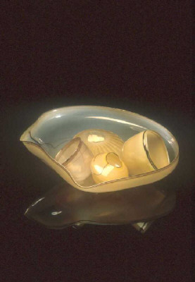 Artist: Dale Chihuly, Title: Honey Beige Basket Set with Cordovan Lip Wraps, 1977 - click for larger image