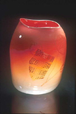 Artist: Dale Chihuly, Title: Orange Rust Cylinder with Drawing Shard, 1980 - click for larger image