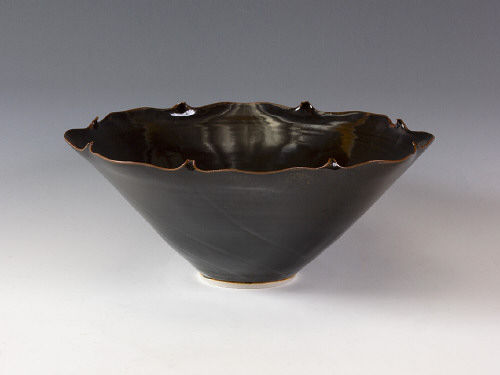 Artist: Elsa Rady, Title: Large Temmoku Bowl with Pinched Edge, 1977 - click for larger image