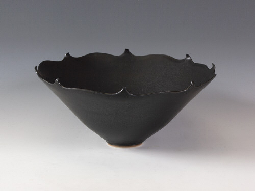 Artist: Elsa Rady, Title: Matte Black Bowl with Pinched Edge, 1977 - click for larger image