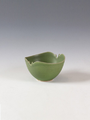 Artist: Elsa Rady, Title: Small Green Bowl with Cut Edge, 1979  - click for larger image