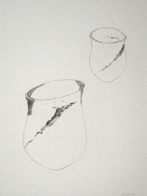 Artist: Jennifer Lee, Title: Jennifer Lee Drawing of Pale, flashing speckled trace, tilted, 2012 - click for larger image