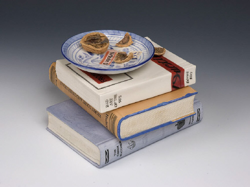 Artist: Richard Shaw, Title: Book-Jar with Paperback and Walnuts, 2009 - click for larger image