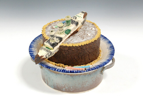 Artist: Richard Shaw, Title: Origami Ship on Cake Jar, 2003  - click for larger image