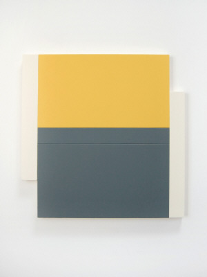 Artist: Scot Heywood, Title: Two Poles, Yellow, Grey, White, 2011 - click for larger image